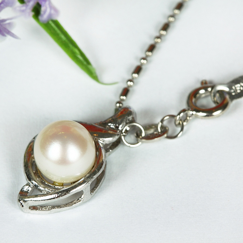 Perlenkette, Halskette Süßwasserperlen, platiniert, 4160 - zum Schließen ins Bild klicken